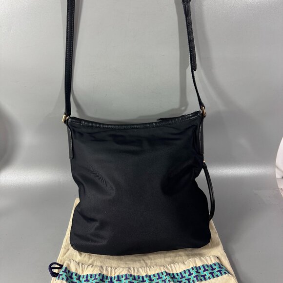Authentic TORY BURCH Black Nylon Leather Shoulder Bag - Picture 7 of 15